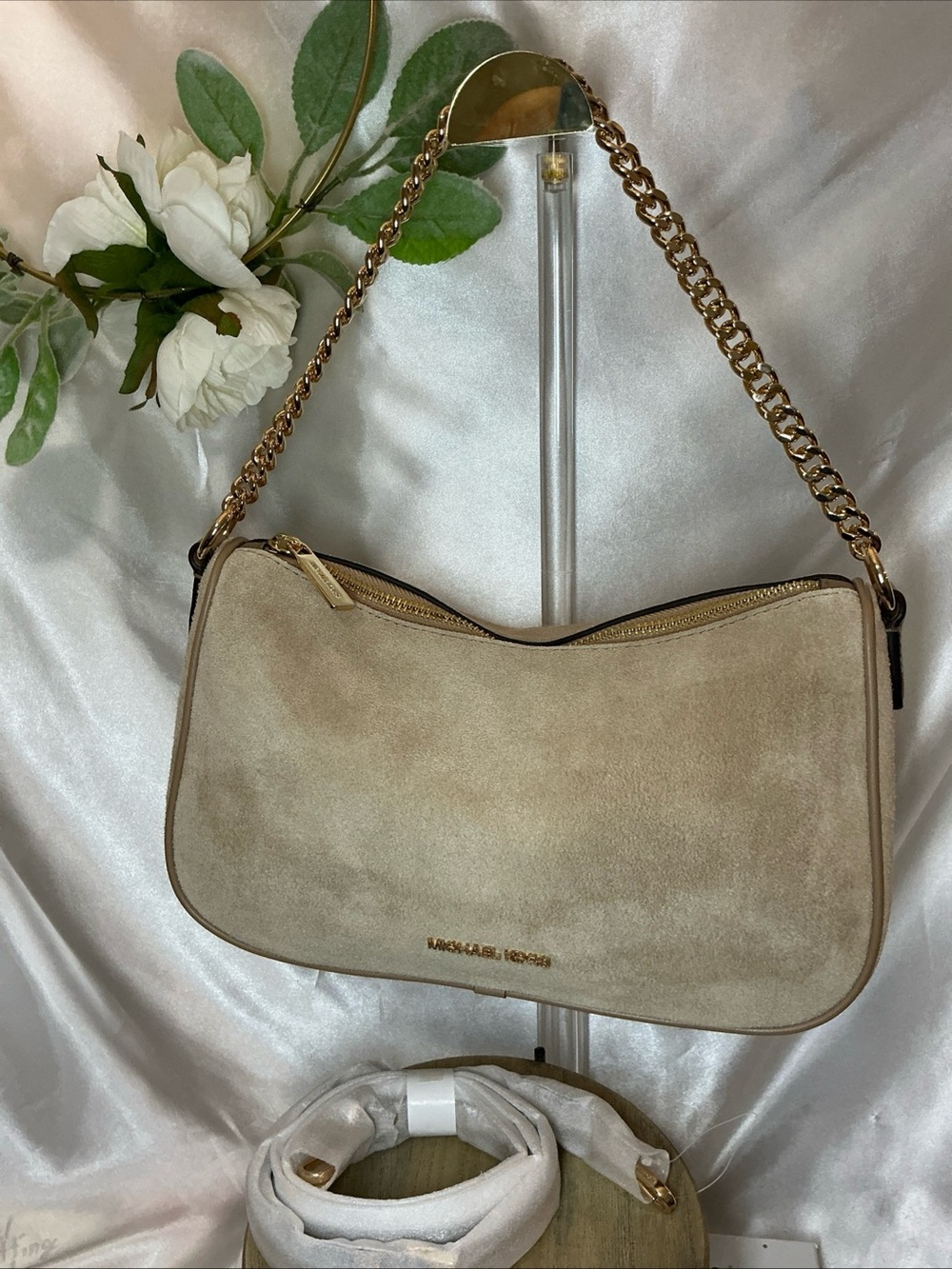 NWOT Michael Kors Carmela Medium Suede Convertible Crossbody Bag
